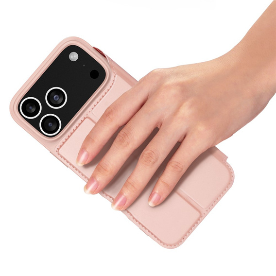 Husă Dux Ducis pentru iPhone 17 Pro Max, Skin Pro, cu clapetă, cu slot pentru carduri, roz