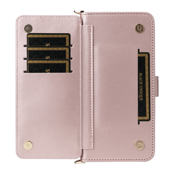 Carcasă cu clapetă pentru Xiaomi Poco F7 Ultra, Crossbody Leather Wallet, roz