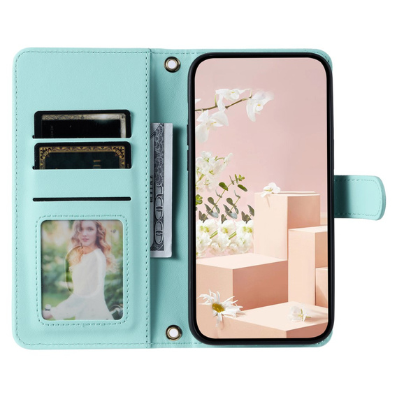 Husă cu clapetă pentru Samsung Galaxy A36 5G, Rhombus Crossbody Leather, verde