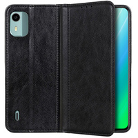 Huse pentru Nokia C12, Wallet Litchi Leather, negru