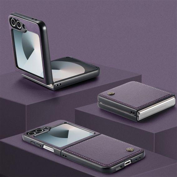 Husă pentru Samsung Galaxy Z Flip7 FE / Z Flip6, CASEME Litchi Leather, violet