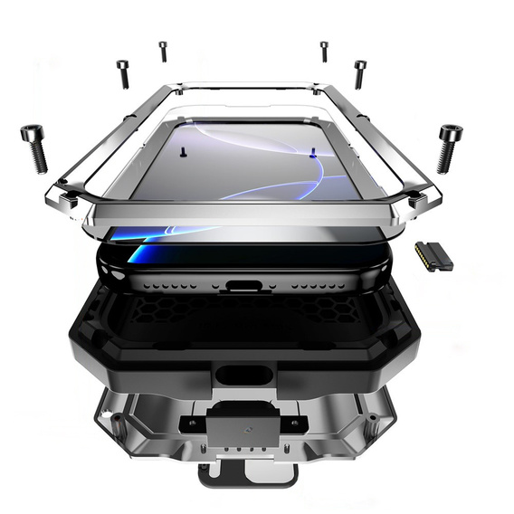 Husă blindată R-JUST cu protecție pentru ecran și suport pentru iPhone 17 Pro