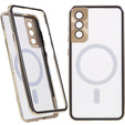 Carcasa Magnetic Dual Glass MagSafe pentru Samsung Galaxy S21, de aur