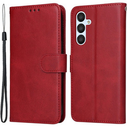 Cu clapetă pentru Samsung Galaxy A34 5G, Leather Wallet, roșu