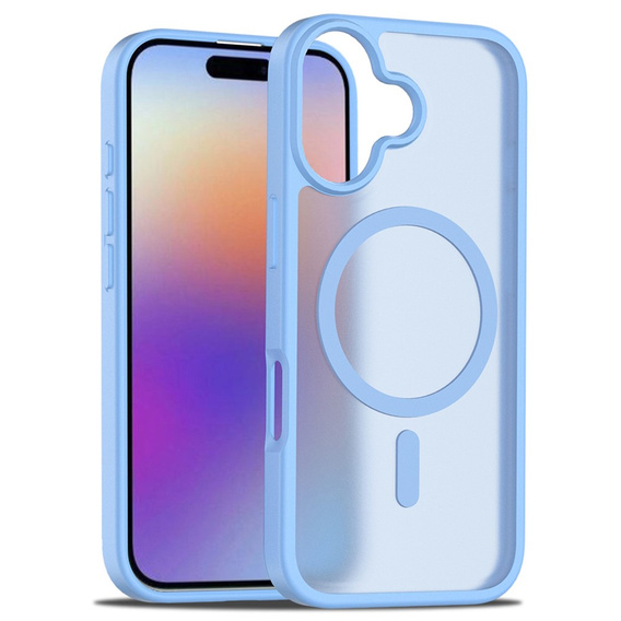 Husă Matt pentru iPhone 17, pentru MagSafe, albastru translucid