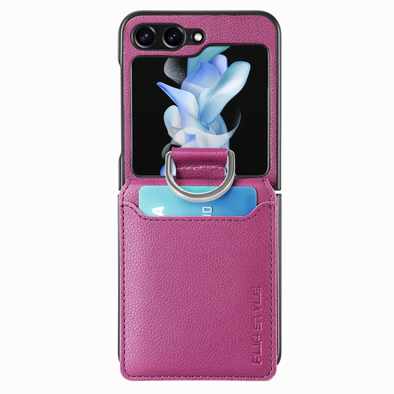 Carcasă pentru Samsung Galaxy Z Flip7 FE / Z Flip6, Card Slot Ring Case, violet