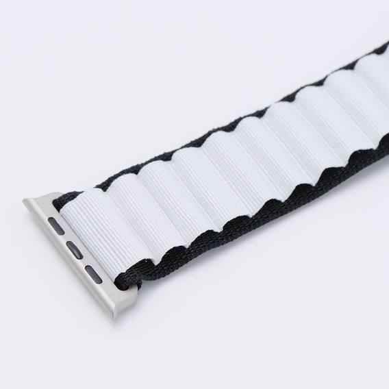 Curea din nailon pentru Apple Watch 1/2/3/4/4/5/6/6/7/8/SE/ULTRA 42/44/45/49mm, negru / alb