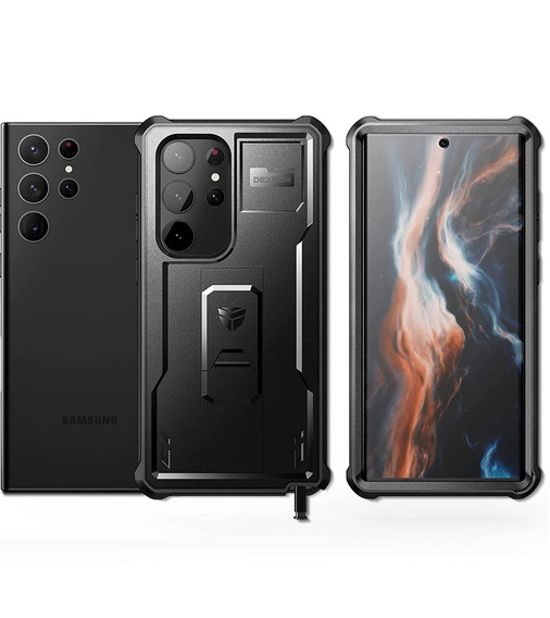 Husă blindată pentru Samsung Galaxy S23 Ultra, Dexnor Full Body (Two Frames), negru