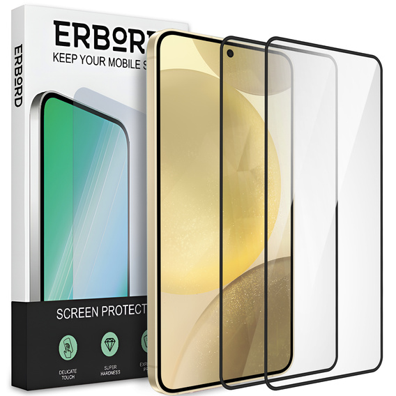 2x sticlă călită pentru Samsung Galaxy S24, ERBORD 3D pentru întregul display