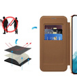 Cu clapetă pentru Samsung Galaxy S22 5G, RFID Wallet MagSafe CamShield, maro