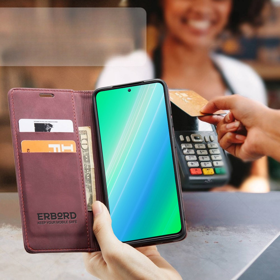 Husă pentru Samsung Galaxy A54, ERBORD Vintage, portofel cu clapetă, roșu