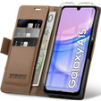 Carcasă pentru Samsung Galaxy A15 4G / 5G, ERBORD Glossy Litchi, portofel cu clapetă + sticlă temperată 9H