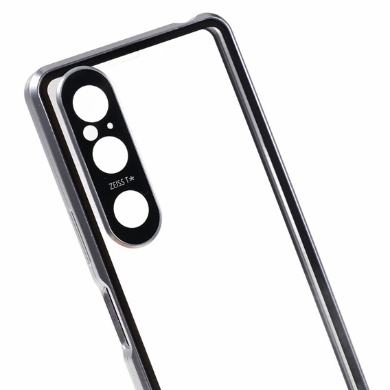 Husa pentru Sony Xperia 1 V, Magnetic Dual Glass, de argint