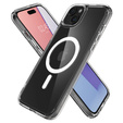 Carcasă MagSafe Spigen pentru iPhone 15, Ultra Hybrid, transparent / alb + 9H Tempered Glass