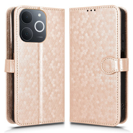 Husa cu clapetă pentru Realme Note 70T 4G, Wallet Rhombus, de aur