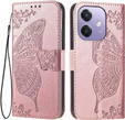 Cu clapetă pentru Oppo A40 / Oppo A40m, Butterfly, roz rose gold