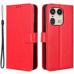 Cu clapetă pentru Motorola Edge 50 Ultra, Crazy Horse Wallet, roșu