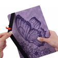 Huse pentru Lenovo Tab M9, Wallet Pen Slot, butterflies, maro
