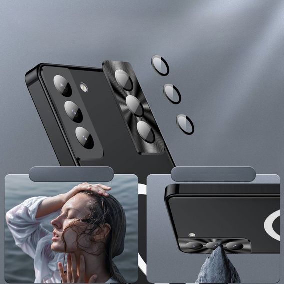 Carcasă de protecție pentru camera foto pentru Samsung Galaxy S21 FE 5G, CamShield MagSafe, transparent / negru