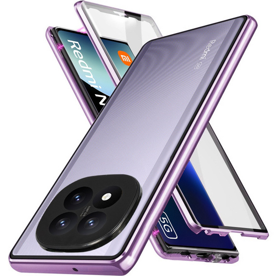 Husa pentru Xiaomi Redmi Note 14 Pro, Magnetic Dual Glass, violet