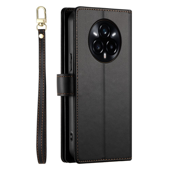 Cu clapetă pentru Realme 14 Pro+ 5G, Wallet Zipper Pocket, negru