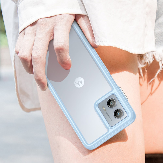 Huse pentru Motorola Moto G53 5G, Fusion Hybrid, transparent / albastru