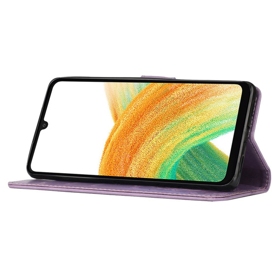 Cu clapetă pentru Samsung Galaxy A25 5G, Butterfly, violet + sticlă 9H 