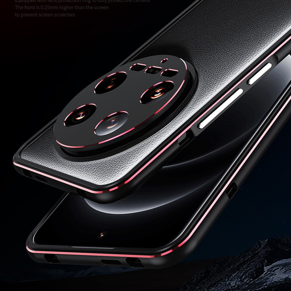 Husa pentru Xiaomi 14 Ultra, Armor Bumper, cu capac pentru obiectiv, negru / roșu