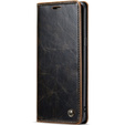 Carcasă flip CASEME pentru Samsung Galaxy S8+ Plus, Waxy Textured, cafea