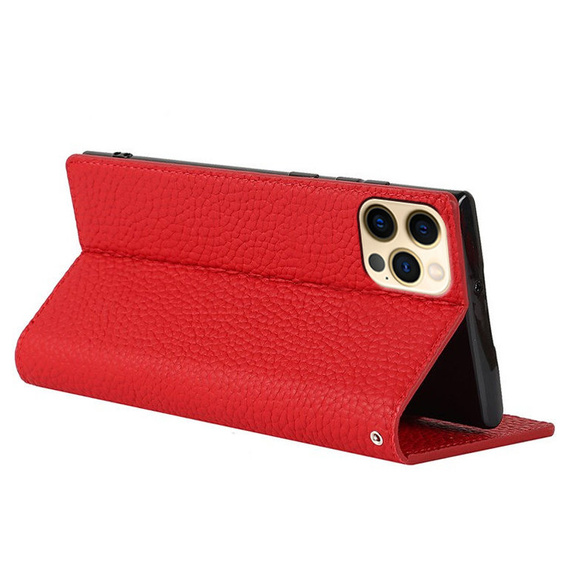 Husă din piele pentru iPhone 13 Pro, ERBORD Grain Leather, roșu