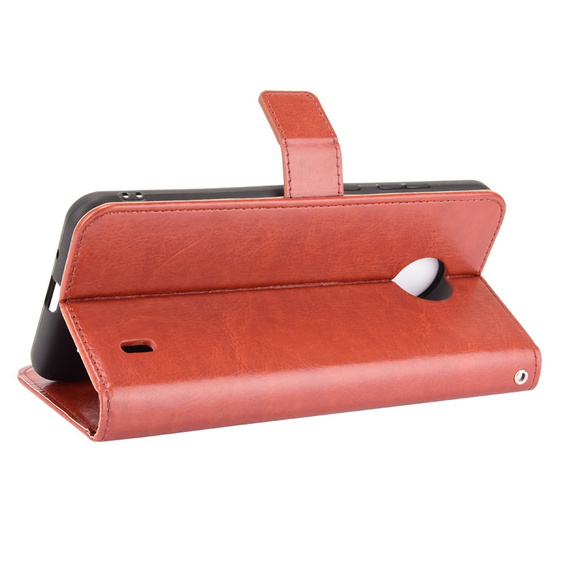 Cu clapetă pentru Nokia C10 / C20, Crazy Horse Wallet, maro