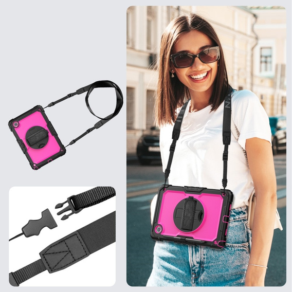 Husa blindată pentru Lenovo Tab M11, carcasă de protecție 360 cu slot pentru stylus, roz