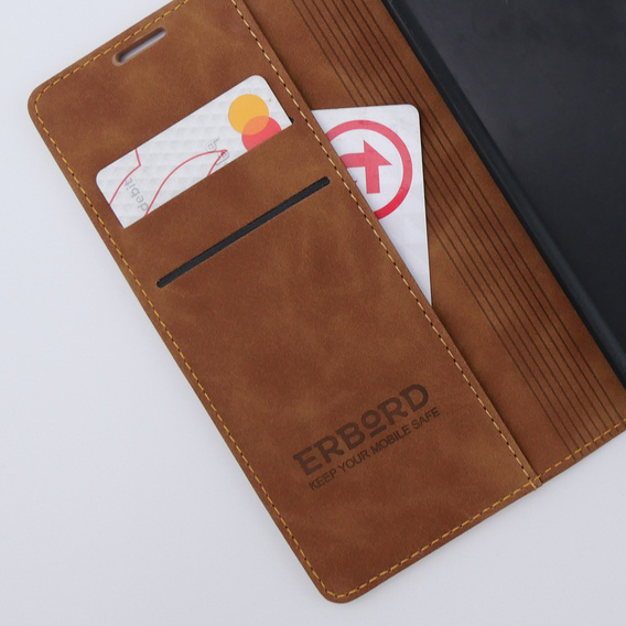 Husă pentru Xiaomi 13 lite, ERBORD Vintage, portofel cu clapetă, maro