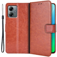 Cu clapetă pentru Motorola Moto G14, Crazy Horse Wallet, maro