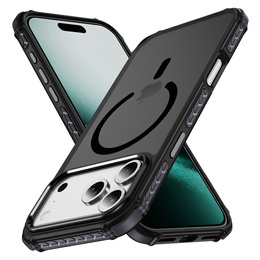 Carcasă Matt pentru iPhone 17 Pro, blindată, pentru MagSafe, fumurie cu margini negre