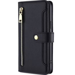 Cu clapetă pentru Samsung Galaxy S23, Wallet Zipper Pocket, negru