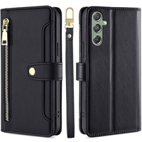 Cu clapetă pentru Samsung Galaxy M34, Wallet Zipper Pocket, negru