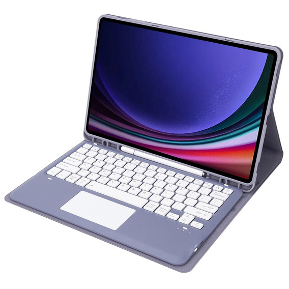 Carcasă + tastatură Samsung Galaxy Tab S9+, Leather Pen Slot TouchPad, violet