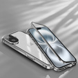 Husa pentru iPhone 16, Magnetic Dual Glass, de argint
