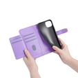 Cu clapetă pentru iPhone 15 Pro, Wallet Zipper Pocket, violet