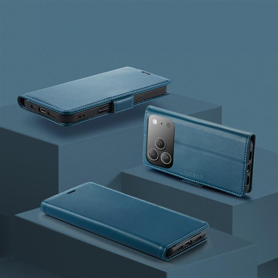 Carcasă de portofel Litchi lucioasă cu clapetă pentru iPhone 17 Pro Max