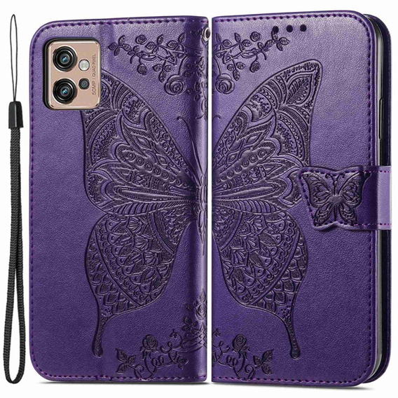 Cu clapetă pentru Motorola Moto G32, Butterfly, violet