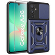 Carcasă blindată pentru Samsung Galaxy A26, CamShield Slide, albastru + sticlă călită 9H