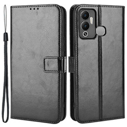 Cu clapetă pentru Infinix Hot 12 Play 4G, Crazy Horse Wallet, negru