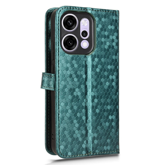 Husă cu clapetă pentru Oppo Reno 14, Wallet Rhombus, verde