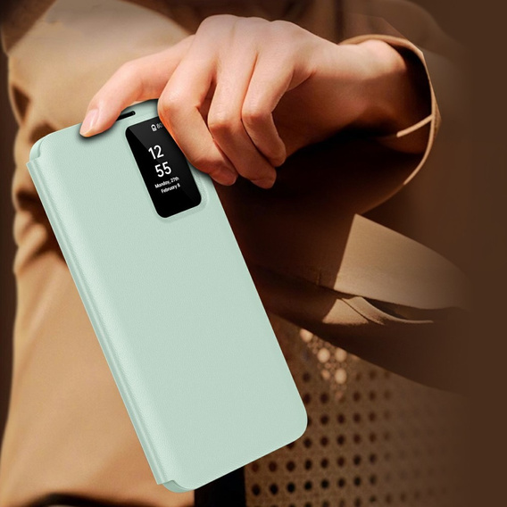 Husă cu clapetă pentru Samsung Galaxy S25 Edge, Smart View Wallet, verde