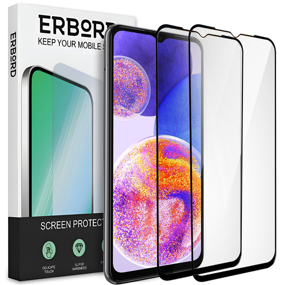2x sticlă călită pentru Samsung Galaxy A23 4G/5G, ERBORD 3D pentru întregul display