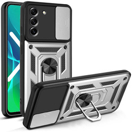 Husă blindată pentru Samsung Galaxy S21 FE, CamShield Slide, de argint