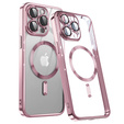 Husă pentru iPhone 15 Pro, Electro MagSafe, roz + Sticlă pentru ecran