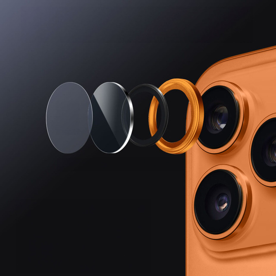 2x ERBORD OPTIK Pro sticlă călită pentru iPhone 16 Pro / 16 Pro Max camera foto, negru